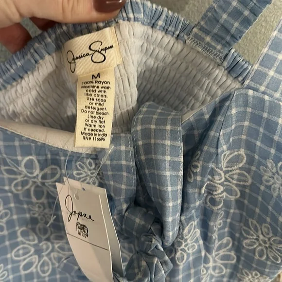 Blue checkered and daisy jumpsuit - Picture 2 of 9